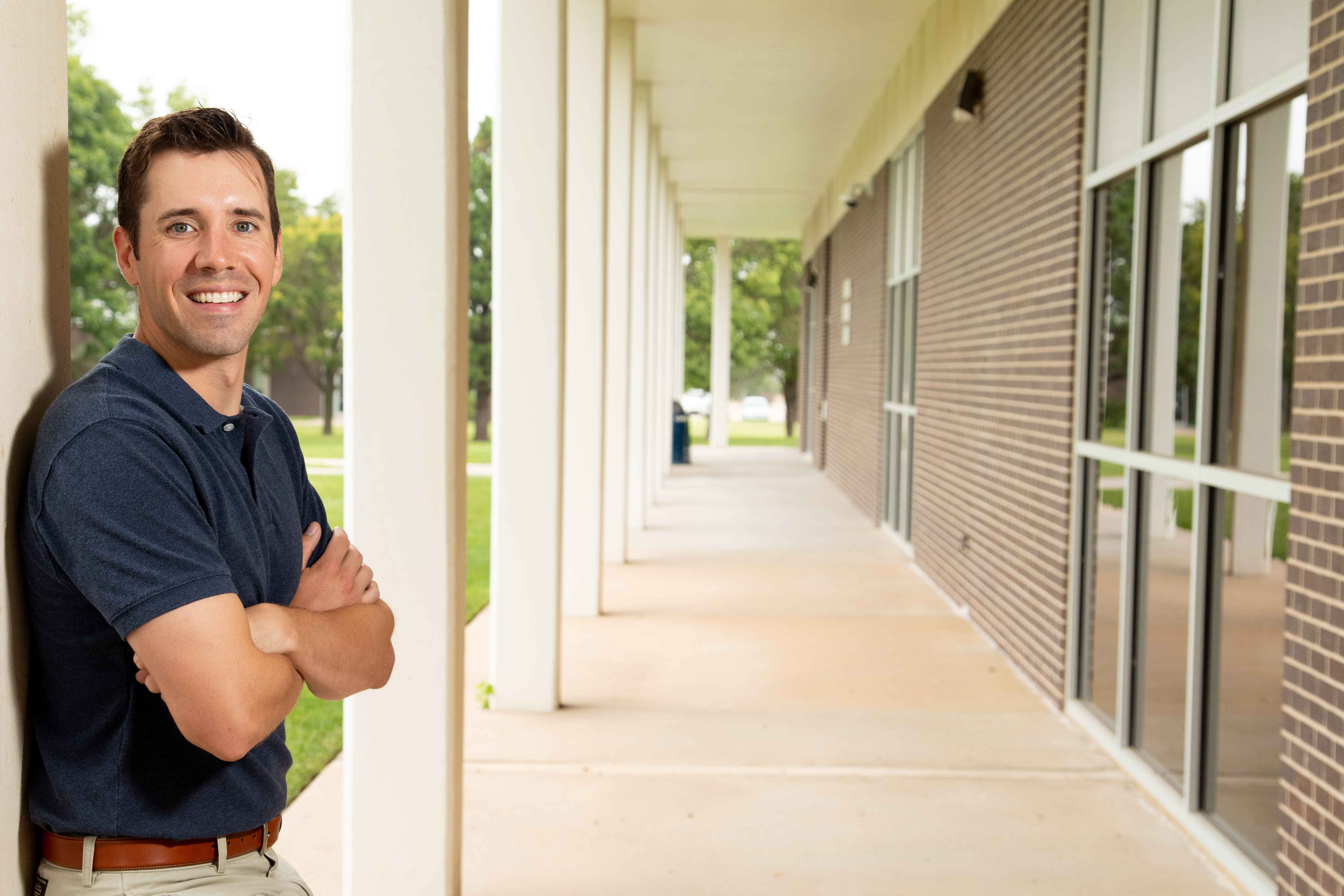 Cole Schwarz poses for a photo on campus